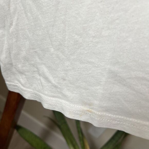 Abercrombie & Fitch Graphic T-Shirt Crop Top Ringer Logo Varsity Stripe White XS - Picture 5 of 7